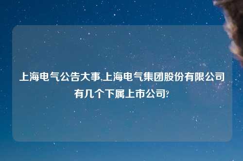 上海電氣集團四大子公司的發(fā)展與創(chuàng)新，上海電氣集團四大子公司發(fā)展與創(chuàng)新概覽